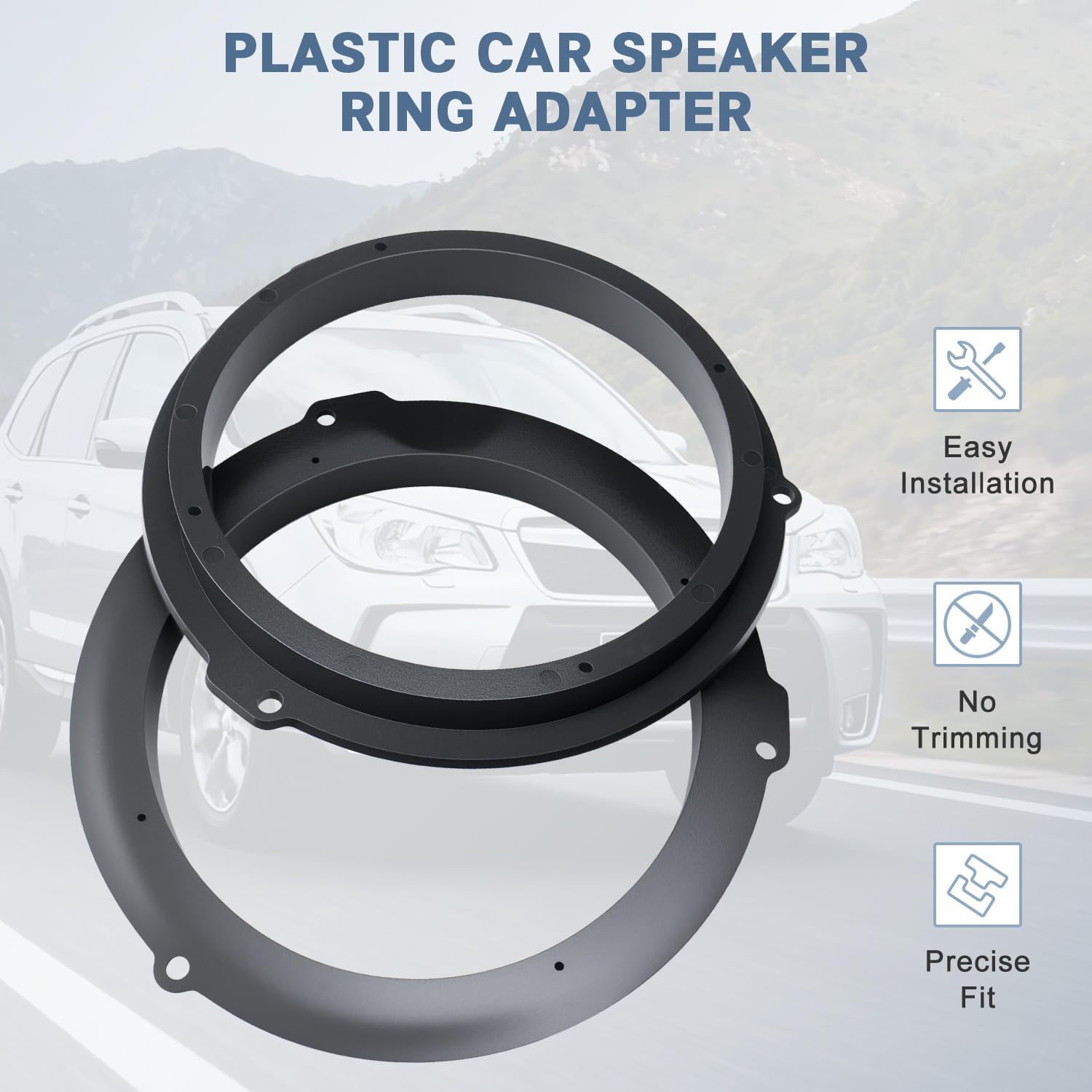 6.5 Door Speaker Adapter,Car Front Rear Speaker Spacer Ring Solid Mounting Bracket Kit Compatible with Ford Focus Fusion Fiesta Mustang Transit Edge Mondeo-MK4 2013-2020
