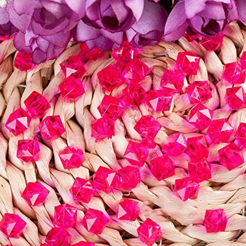 50 PCs Beading Supplies, Square Beads Transparent Beads DIY Acrylic Beads Beaded Loose Beads, Beading Jewelry Making, 10 mm (Rose)