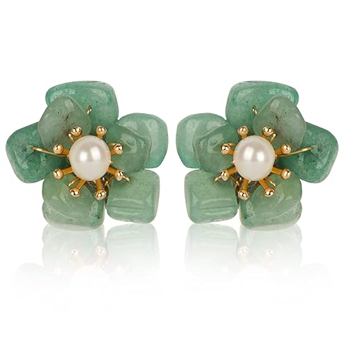 ELEXIS Green Real Jade Stud Earrings For Women Trendy Crystal Gemstone Betsey Johnson Unique Van Cleef Dainty Emerald Jewelry Set For Girls Bling