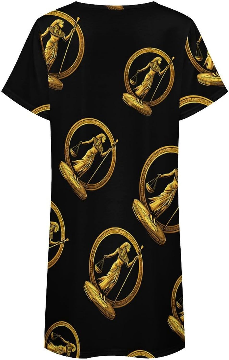 Ancient Egyptian Golden Pharoah Coin Womens Nightgown Short Sleeve Sleepshirts Loungewear