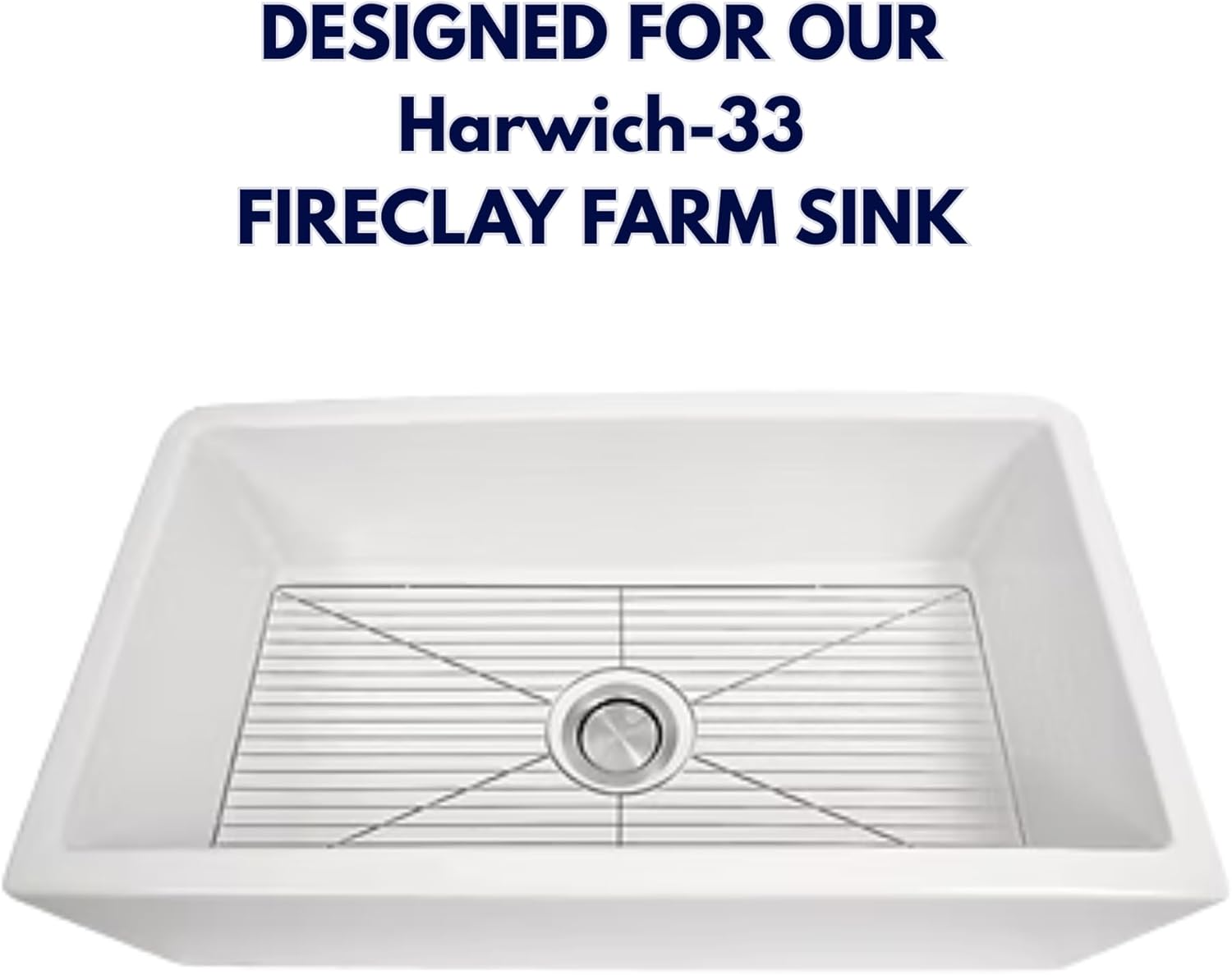 Nantucket Sinks Sink Protector – BG-HA33 Stainless Steel Bottom Grid for Harwich-33 Farmhouse Kitchen Sink, Electro-Plated Chrome Finish, Non-Slip Rubber Feet, Vinyl Bumpers