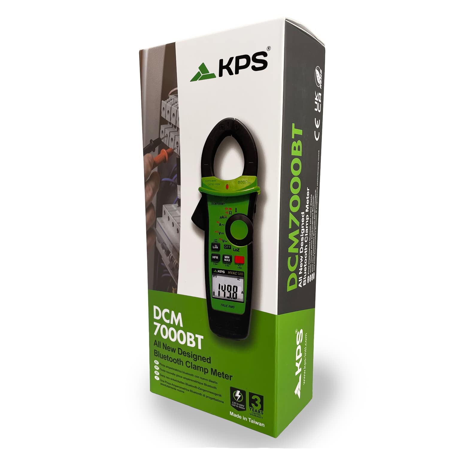 KPS-DCM7000BT Pinza Amperimétrica TRMS con Bluetooth para sistemas de Calefacción, Ventilación y Aire Acondicionado (HVAC) CAT.IV