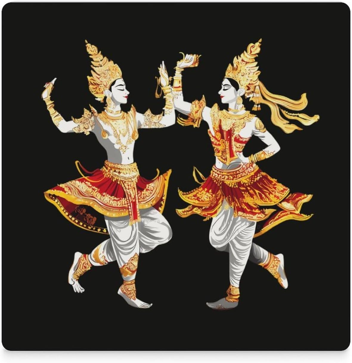 Traditional Thai Dance Funny Ceramic Coasters for Drink Absorbent Cup Holders Tabletop Protection
