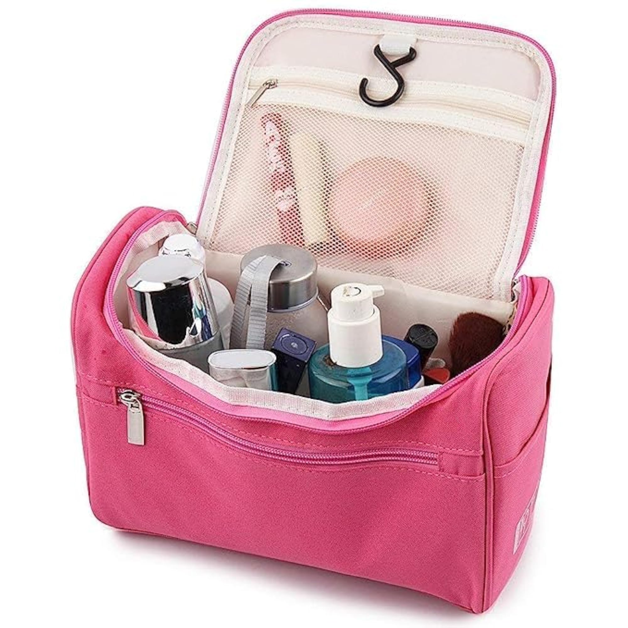 Women's Pink Cosmetic Organizer Zipper Pouch, Travel Toiletry Bag