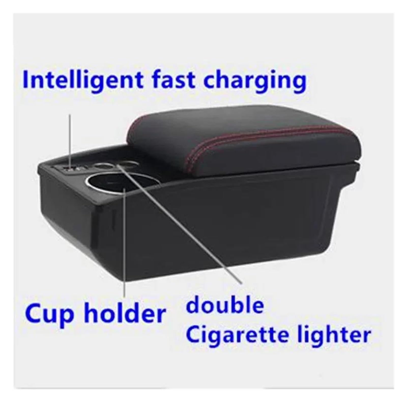 accoudoirs boîte de rangement Pour Citroën C3 C2 Accoudoir Rangement Double Couche Porte Gobelet Intégré Accessoires Dédiés(Charge rapide W1)