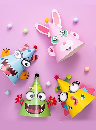 Miniatura 7 de JOYIN 12 juegos de sombreros de fiesta para niños, juegos de fiesta de cumpleaños, actividades de manualidades, lindos sombreros de cumpleaños con