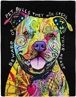 Dawhud Direct Colorful Pit Bull Fleece Blanket for Bed, 50" x 60" Dean Russo II Pit Bull Fleece Throw Blanket for Women, Men and Kids - Super Soft Plush Dog Blanket Throw Plush Blanket
