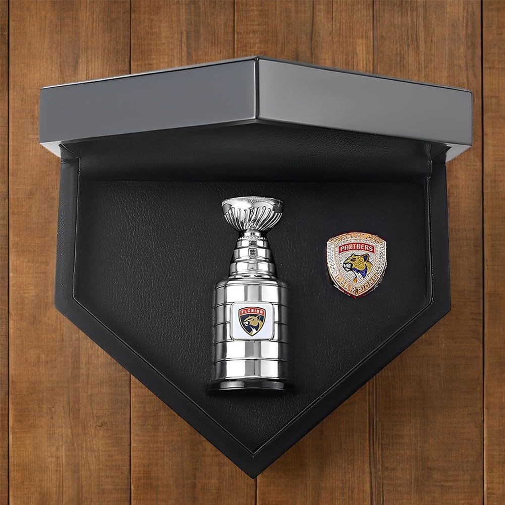 YKMYXZ Juego de trofeos y anillos del Campeonato Hockey 2024 con caja presentación, set regalo Florida, recuerdos la Copa Stanley, discos coleccionables(9#)