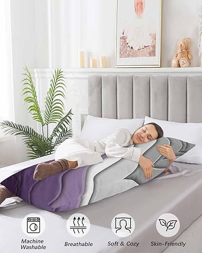 Miniatura 4 de Funda de almohada de cuerpo morado degradado, fundas de almohada suaves decorativas de lujo para sofá sofá largo lumbar con cierre de sobre,