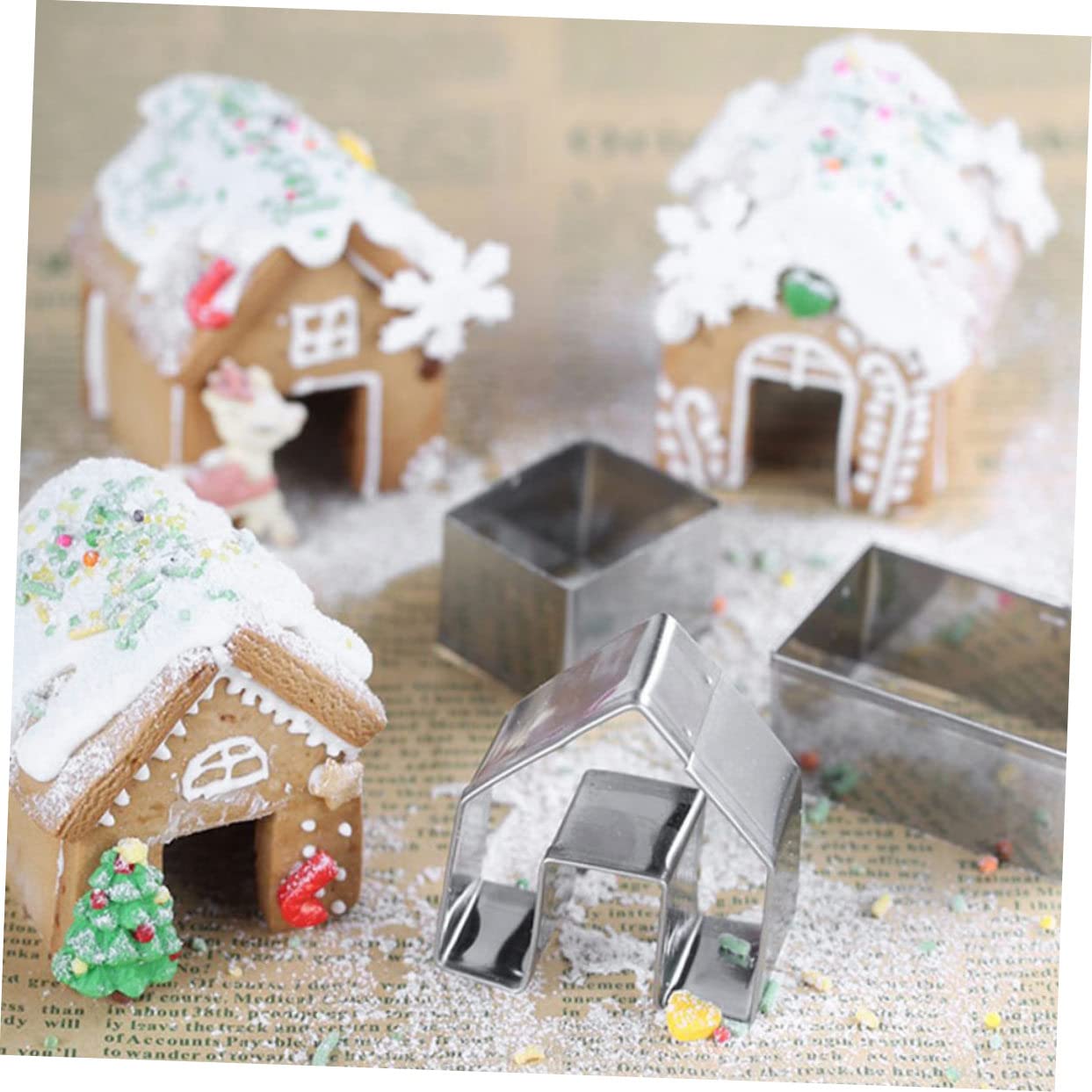 Garneck 5ensembles Emporte Biscuits Forme De Maison De Noël Moules à Pâtisserie Pour Biscuits Pour Décoration De Gâteaux Fêtes