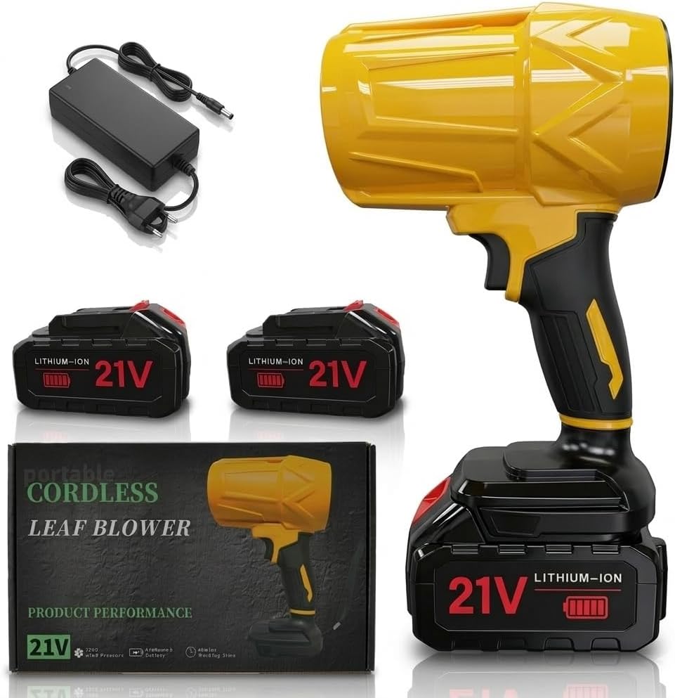 Leaf Blower Cordless, Handheld Leaf Blower with 2 X 4.0Ah Battery and Charger, 500CFM High Speed for Lawn Care, Patio, Yard, Blowing Snow, Leaves, Dust