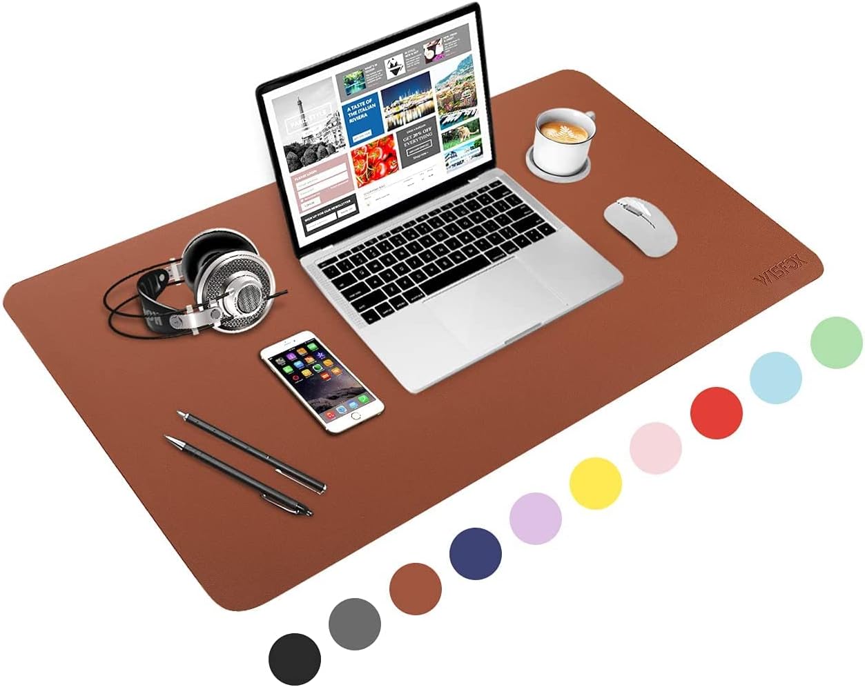 MasterA Leather Desk Pad Non-Slip Desk Mat Waterproof Desk Blotter Mouse Pad for Home Office (Brown)