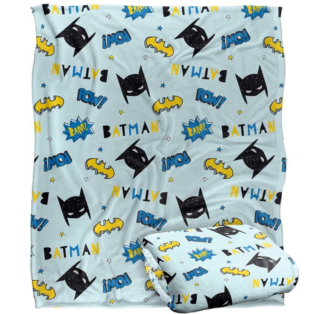 BATMAN Blanket, 152 x 127 cm Sketch Icons Silky Touch Super Soft Throw Blanket