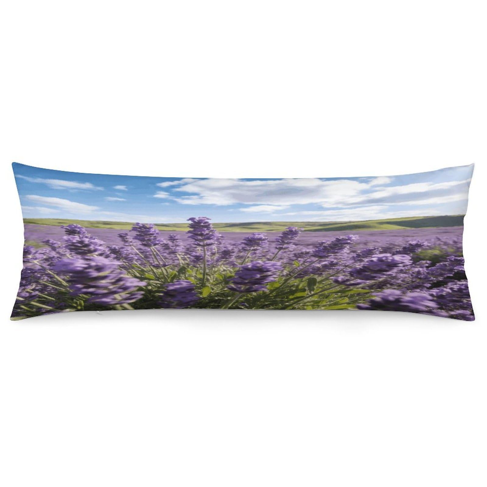 Purple Lavender Body Pillowcase Soft Breathable Full Long Pillow Cover 20x54 Inches Polyester Pillow Case with Hidden Zipper Closure for Bedroom Home Decorations