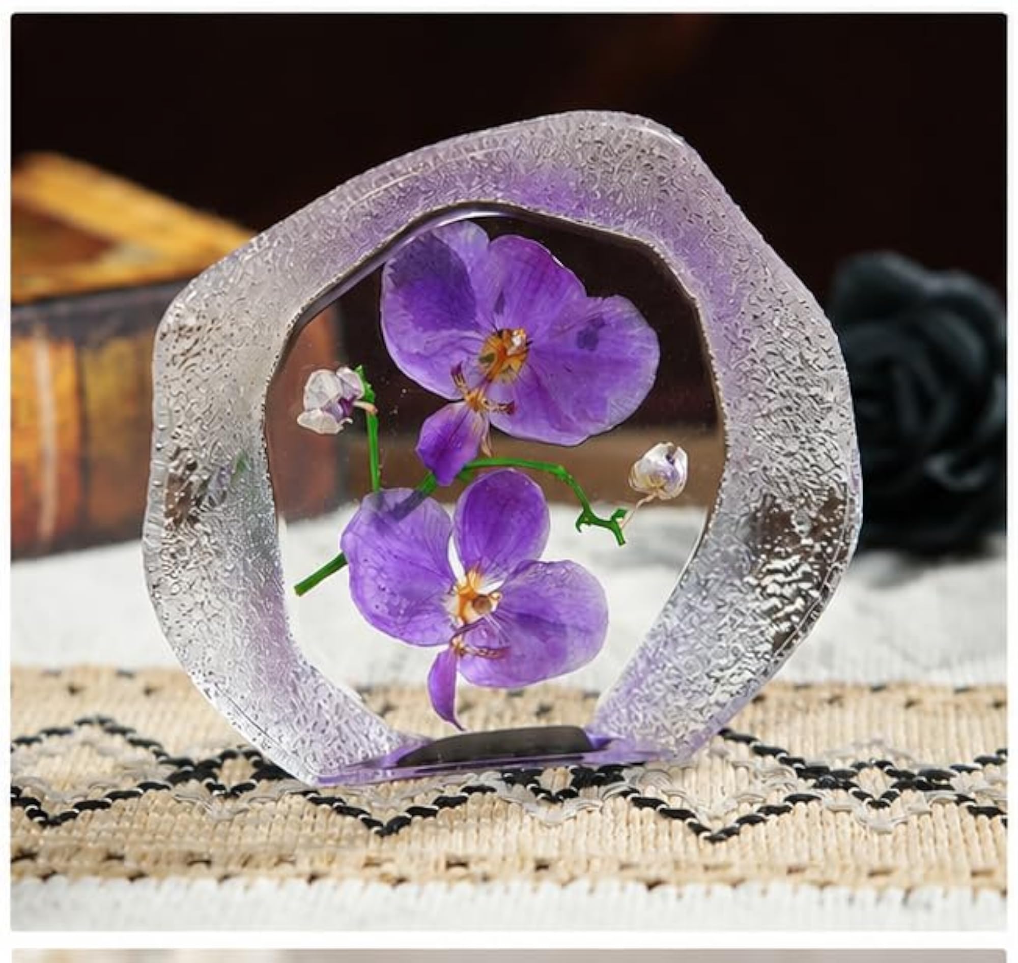 Real Orchid Flower in Clear Resin Gift