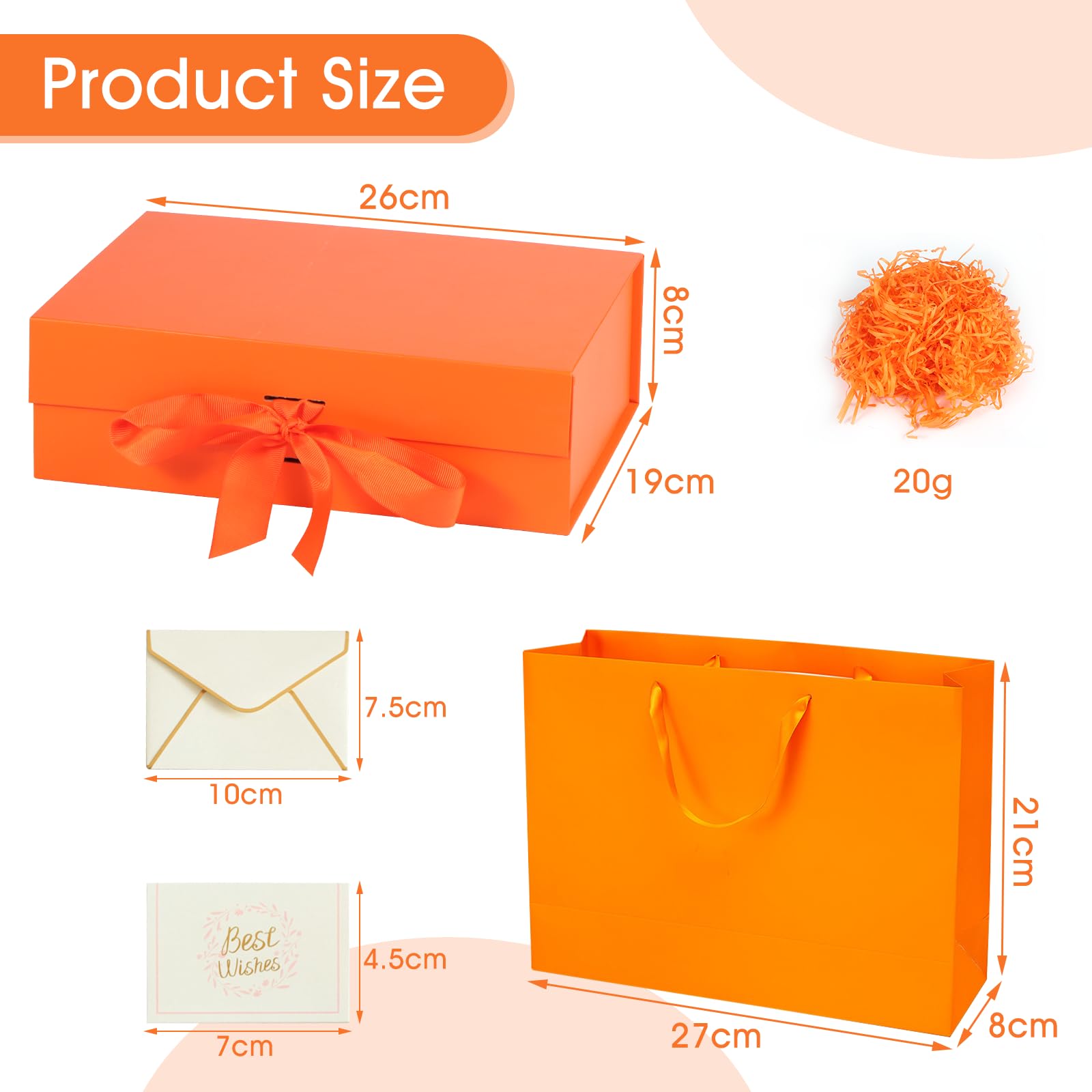 Boîte Cadeau Magnétique Rose 26x19x8cm - Avec Ruban, Papier Déchiqueté Et Sac - Idée Emballage Chic Pour Mariage, Anniversaire, Noël