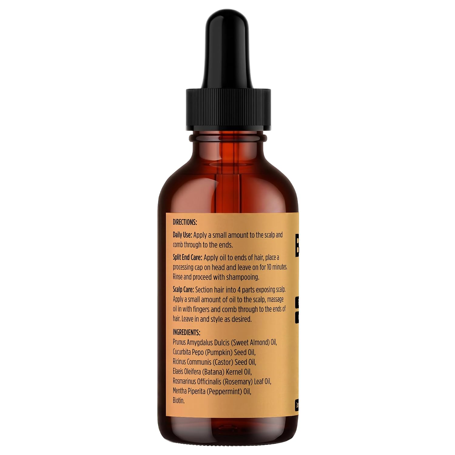 PRIME NATURAL Hair Oil - Batana, Rosemary, Pumpkin Seed, Castor, Almond & Peppermint Oil - Biotin Infused Frizzy & Dry Scalp Care - 2oz
