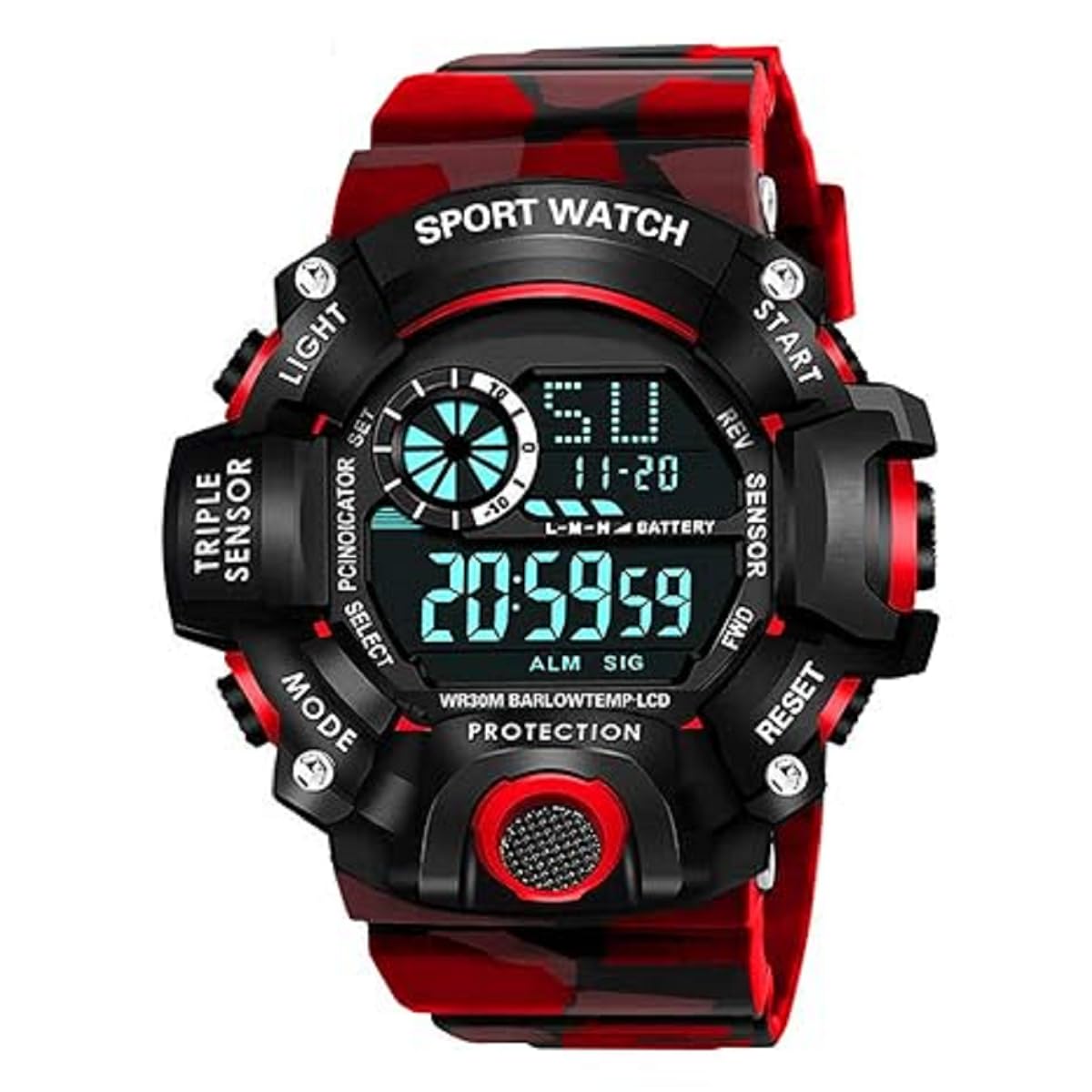ZUPERIA Digital Sports Multi Functional Black Dial Watch for Mens Boys -Z333-RED (B0CL6YH986) Amazon Price History, Amazon Price Tracker