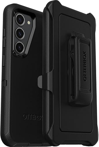 OtterBox Galaxy S23 Only - Defender Series Case - Black, Rugged & Durable - with Port Protection - Includes Holster Clip Kickstand - Non-Retail Packaging