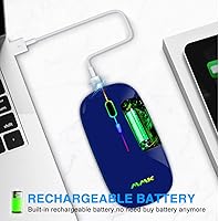 Vista 5 de Ratón inalámbrico Bluetooth para portátil, ratón recargable 2.4G USB óptico inalámbrico, ratón LED delgado modo dual (Bluetooth 5.0 y 2.4G)