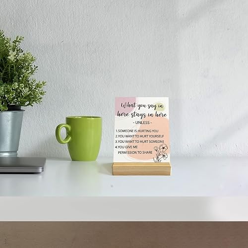 Miniatura 4 de Placa decorativa de madera con soporte de madera, con texto en inglés "What You Say in Here Stay in Here" (What You Say in Here Stay in Here)