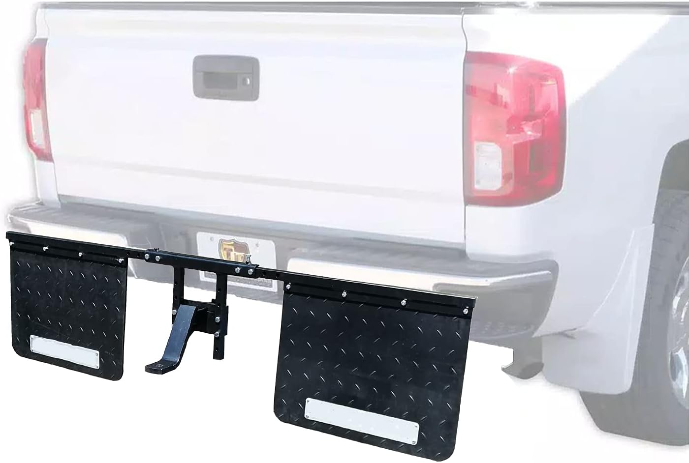 Tow Tuff 18 x 24 Inch Universal Hitch Mount Rubber Rear Splash Guard Towing Mud Flaps with Width and Height Adjustments, Black