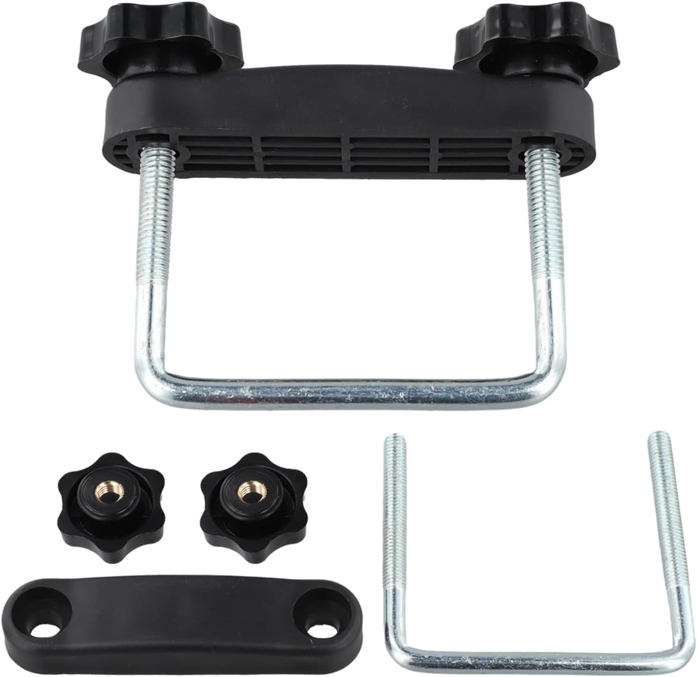 – Roof Rack Clamps with Locking Nut - U-Bolt Bracket for Roof Box, 6cm and 8cm Sizes Compatible with for UNIVERSAL Roof Racks, Black Metal + PP Construction, Removable Rod Design