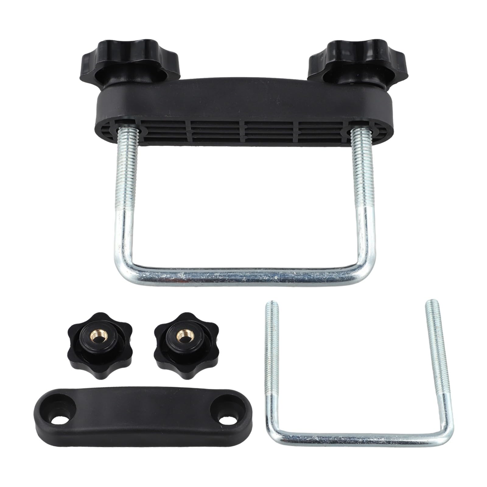 Roof Rack Clamps with Locking Nut - U-Bolt Bracket for Roof Box, 6cm and 8cm Sizes Compatible with for UNIVERSAL Roof Racks, Black Metal + PP Construction, Removable Rod Design
