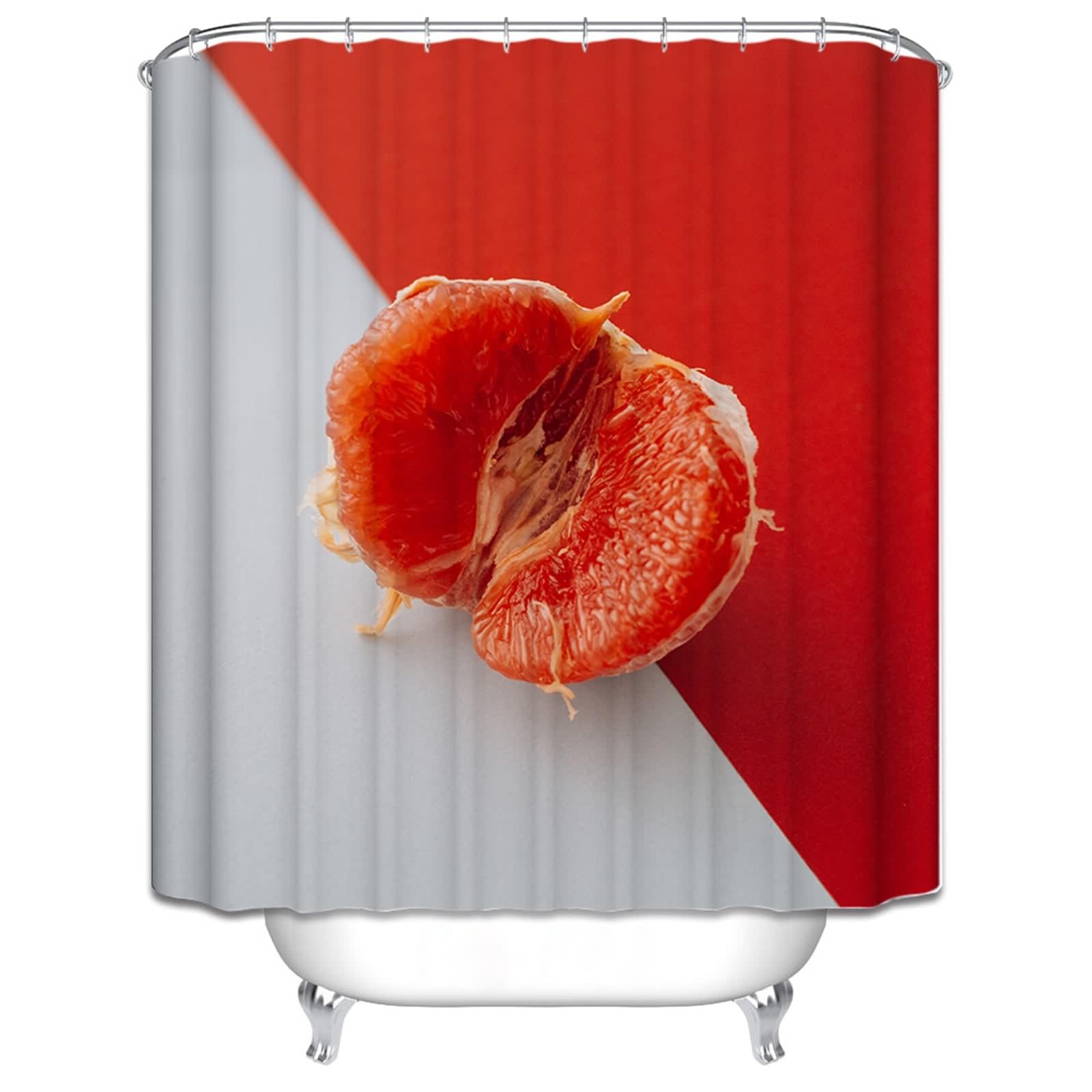 Rideau de douche imperméable 180x180 cm rouge et orange avec 12 crochets