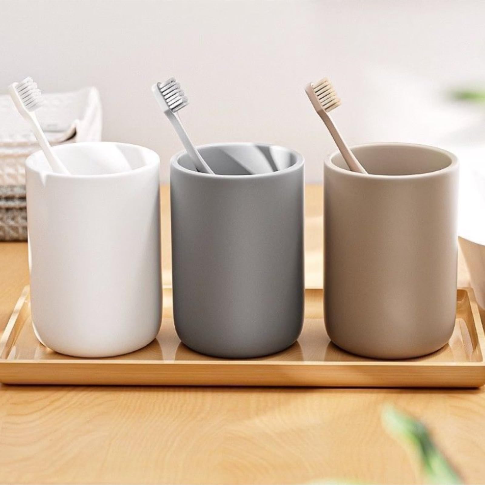 Uchwyt na Szczoteczki do Zębów, Uchwyty Na Szczoteczki Do Zębów Łazienki Szybkoschnąca Pasta W Kształcie Kubka Zlewu Organizer na Głowice(Grey)