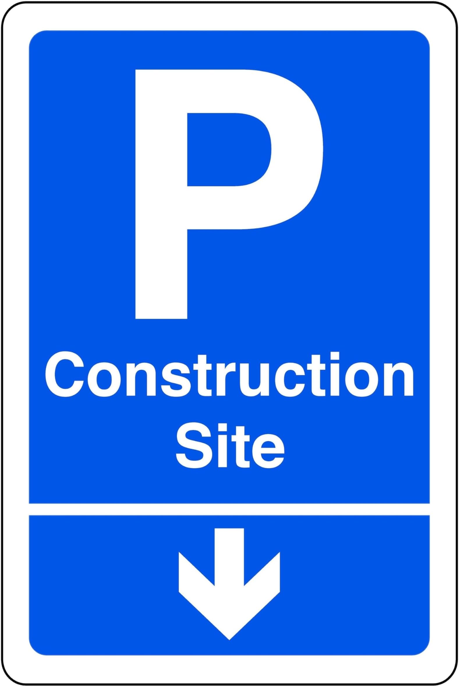 Construction Site arrow down - safety sign - 1.2mm Rigid plastic for indoor/outdoor usage (200mm x 150mm) Viewing Distance within 5m.