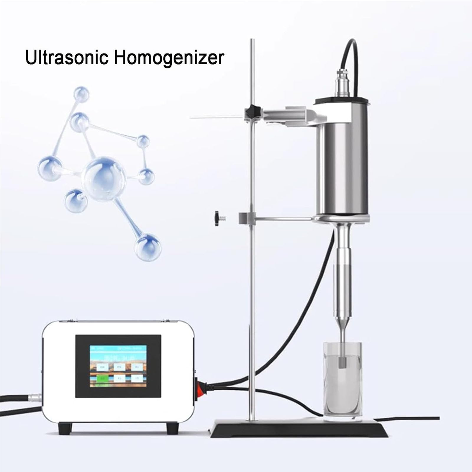 Homogeneizador ultrasónico, procesador sonicador portátil, Mezclador Disruptor Celular con procesador sonicador, con sonda de Titanio - Diámetro de 8 mm, Volumen de Muestra de 2000 ml