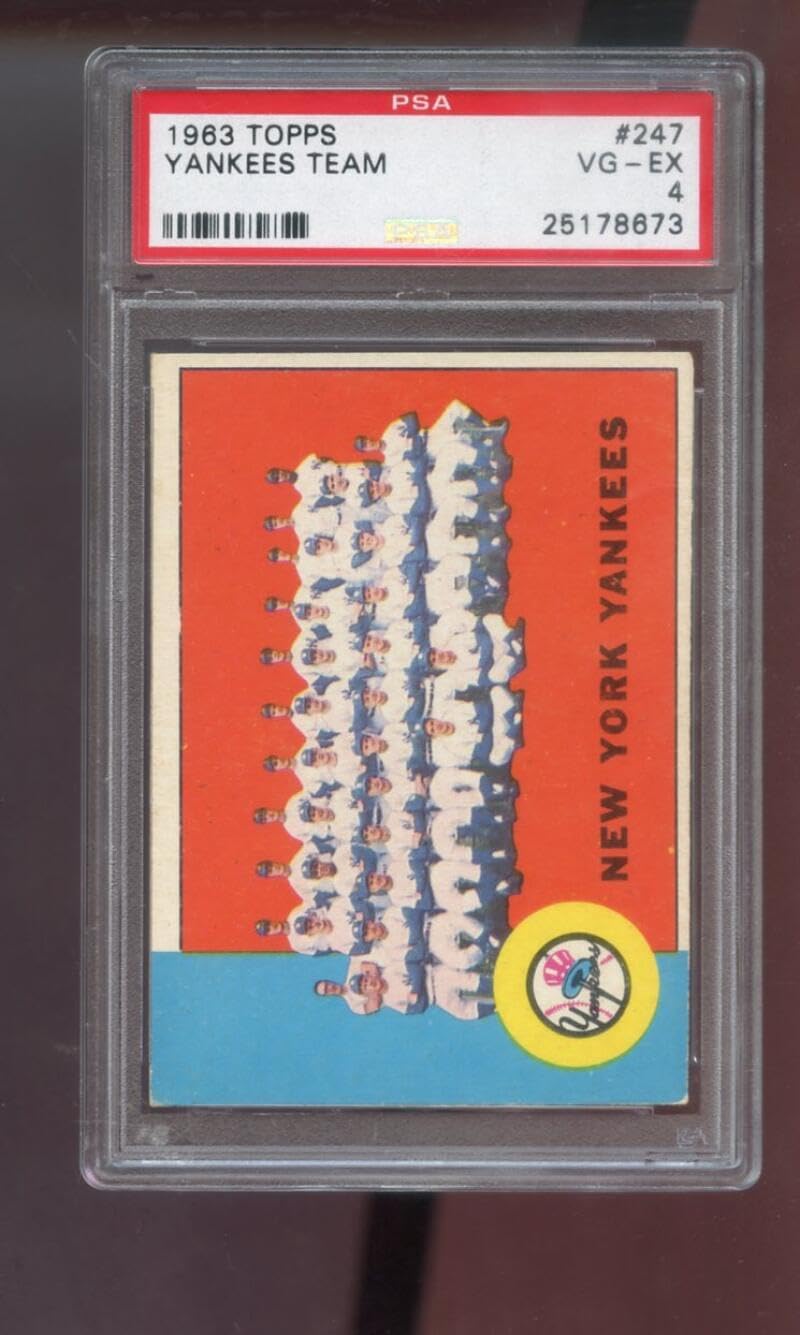 1963 Topps #247 New York Yankees Team Photo PSA 4 Graded Baseball Card MLB