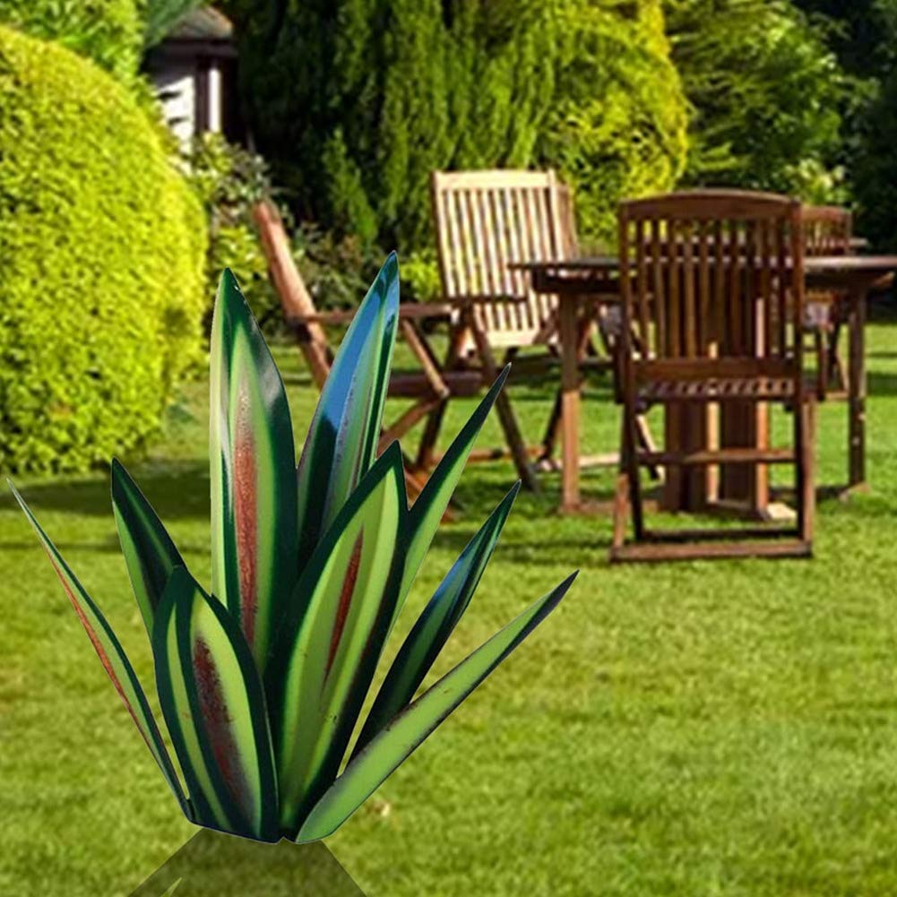 Scultura In Metallo Per Giardino – Pianta Di Agave Tequila Rustica 65 Cm, Arredamento Esterno E Cortile