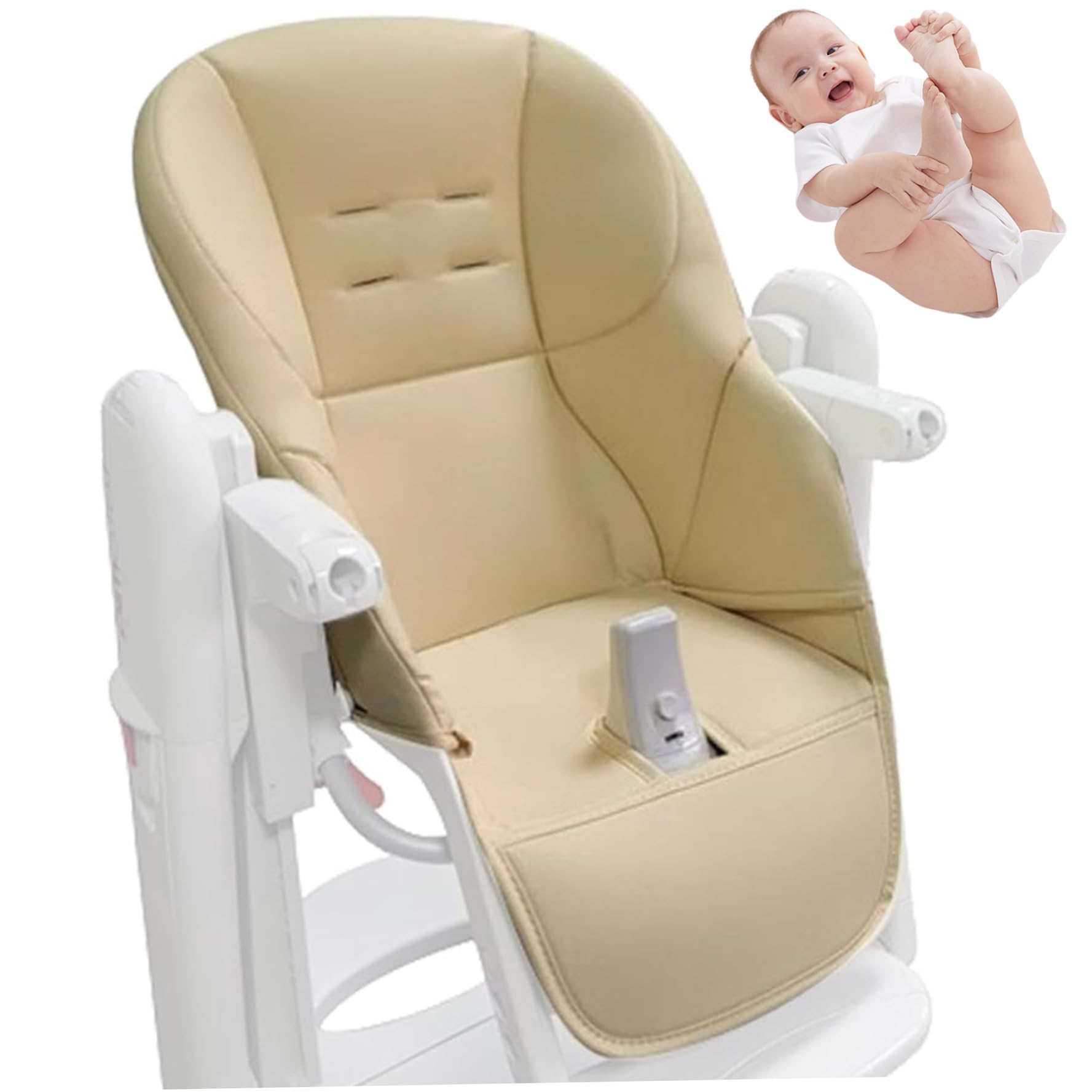 Cojín para silla alta, funda suave para silla alta de cuero PU, funda de repuesto para bebé, cojín antideslizante para cochecito para niños pequeños, bebés, niños pequeños y niñas.