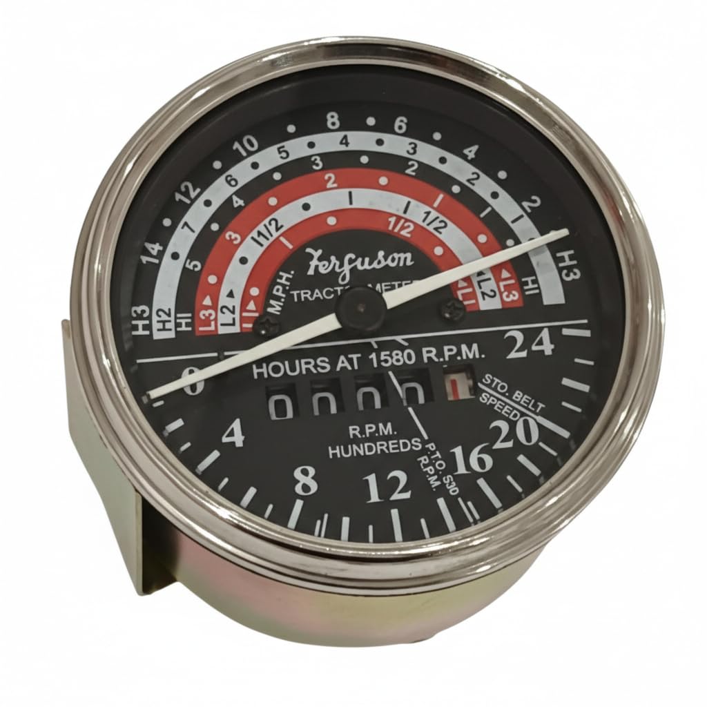Tachometer Gauge Replaces 193966M91 193967M91 for Massey Ferguson TO35 F40 50 65 MF35 133 135 140 Tractormeter RPM Hour Meter Counter Clockwise