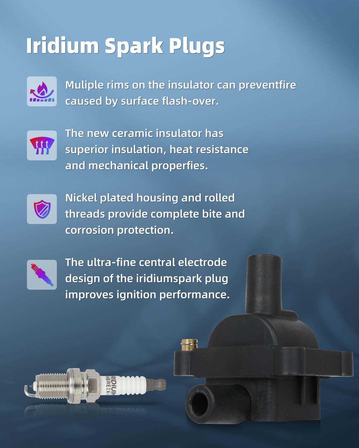 ECCPP 3 ignition coils with 6 iridium Spark Plugs,UF527,coils packs,for Mercedes-Benz SLK230 2.3L 1998 1999 2000,for SL320 3.2L 1997,for S320 3.2L 19971998 1999,for C230 2.3L 1998-2000,UF527