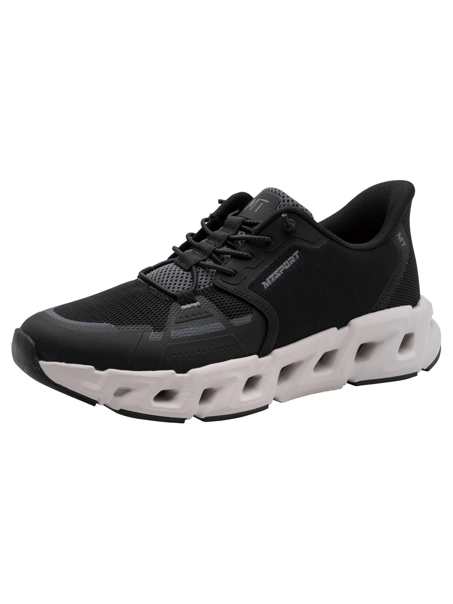MARCO TOZZI Men's Sneaker Removable Footbed Lightweight Elastic Lacing Stylish, Black (Black), 9.5 UK
