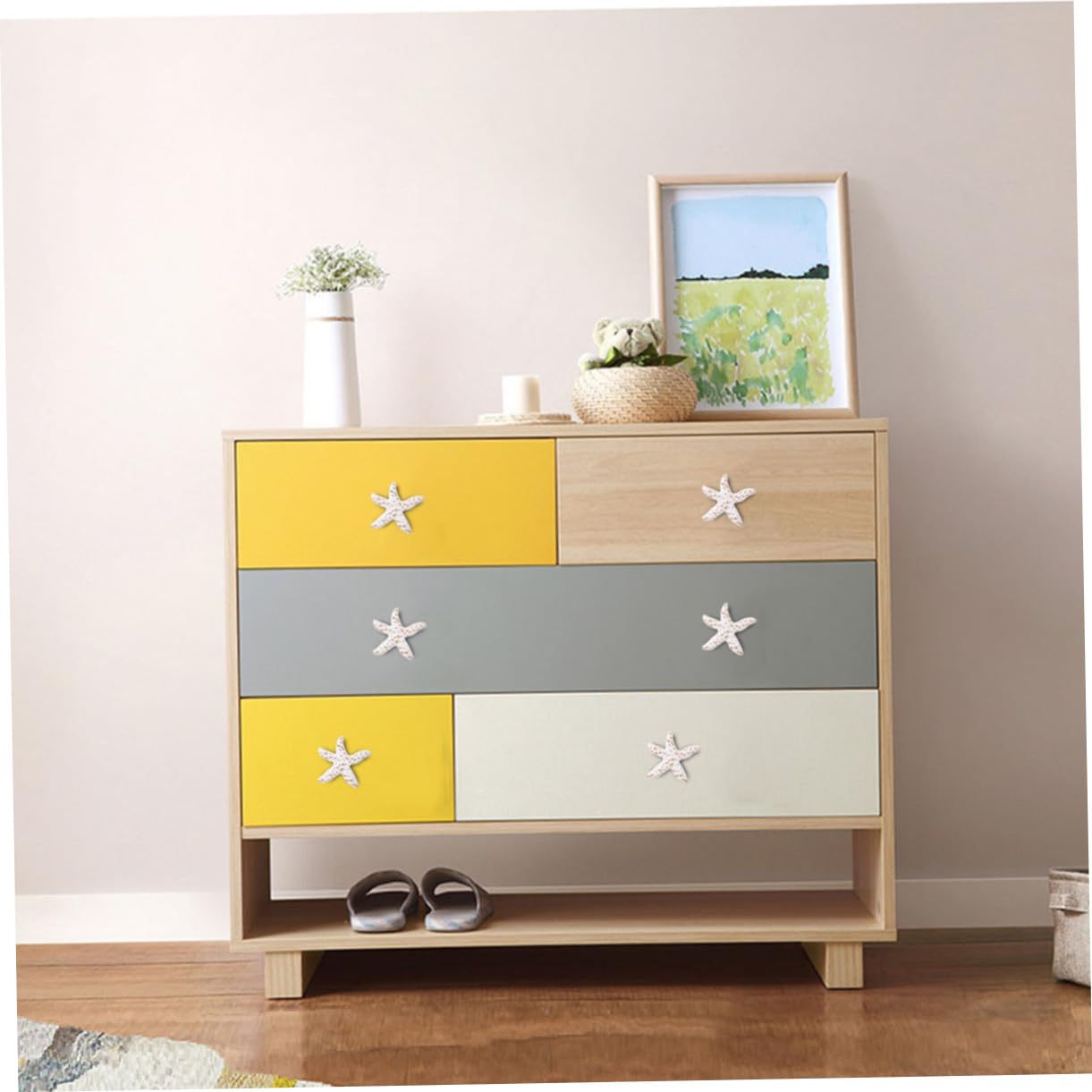 Garneck Cabinet Door Handles 1 Pc Sea Star Shape Drawer Knob Ocean Theme Knob Vintage Style Pull for Wardrobe Dresser Cupboard (Single Hole)