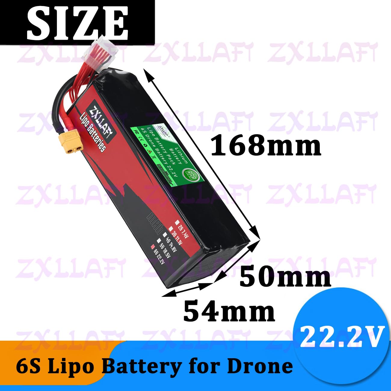 Batterie pour Drone 6S 22,2V Batterie au Lithium Piles Lipo Piles de Remplacement pour modèle d'avion, Buggy électrique, Alimentation Secours avec Panneau BMS