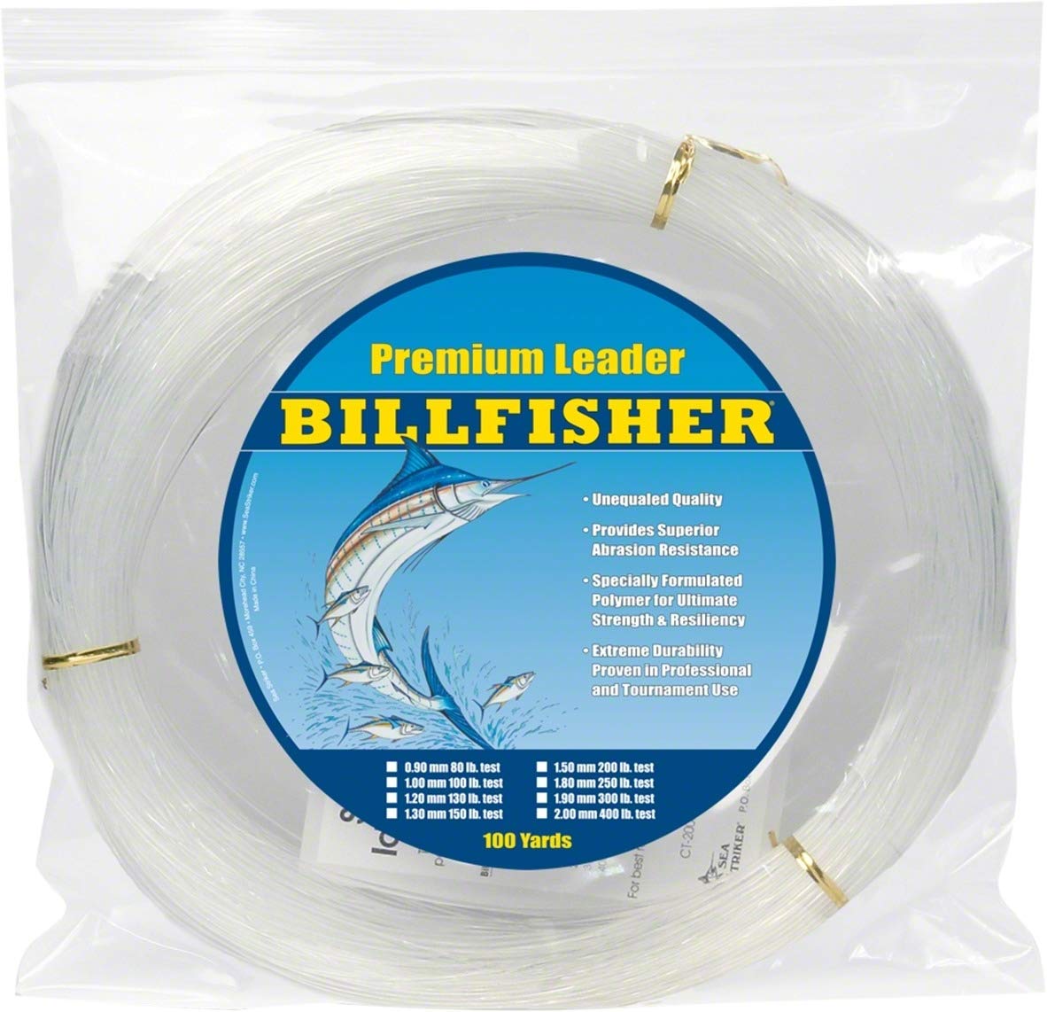 BillfisherLeader Coil | Exceptional Strength | Superior Construction | Made for Saltwater Use | Monofilament Fishing Leader Line | Abrasion Resistant