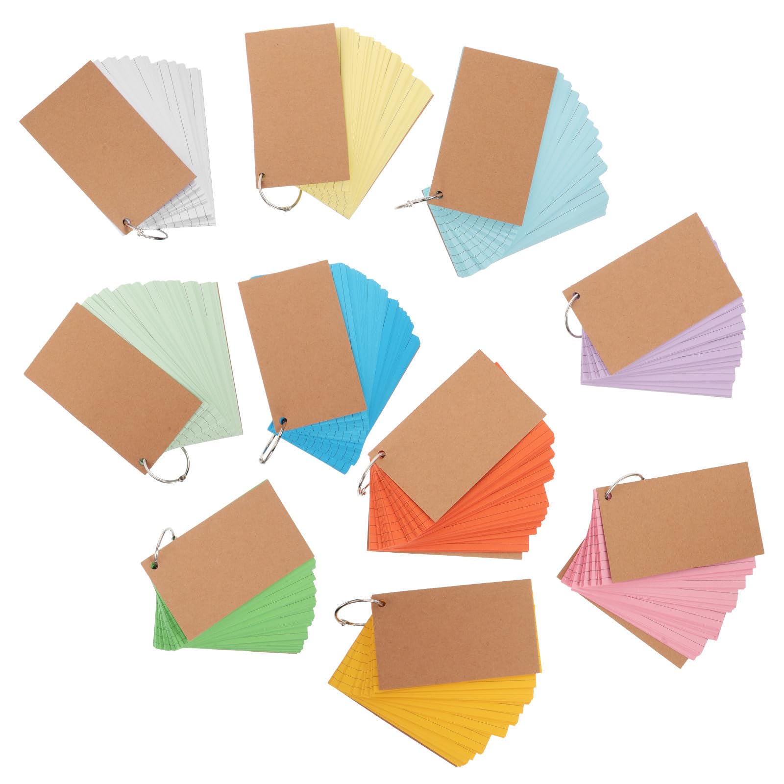 Fiches Bristol à Anneaux 10 Pièces en Papier Kraft pour Index