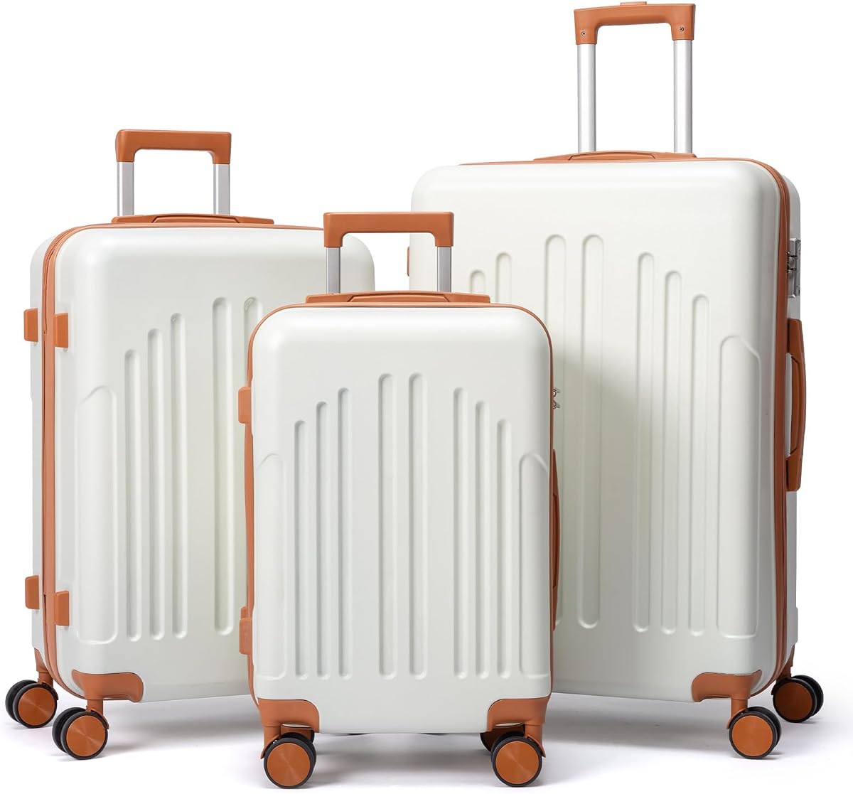 Luggage Set 3 Piece Hardside Suitcases with TSA Lock, Blue&Brown
