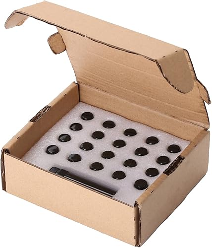 Miniatura 6 de M12x1.25 - Juego de 20 tuercas de rueda negras con 6 estrias, antirrobo, 1.38 pulgadas de largo, juego de 20 tuercas para rueda de repuesto Acorn