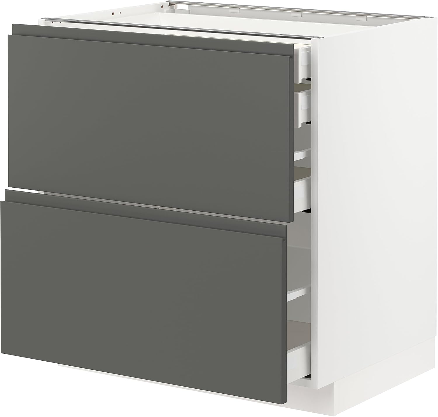 METOD/MAXIMERA Base cb 2 frnts/2 low/1 md/1 hi drw, white/Voxtorp dark grey, 80x60 cm