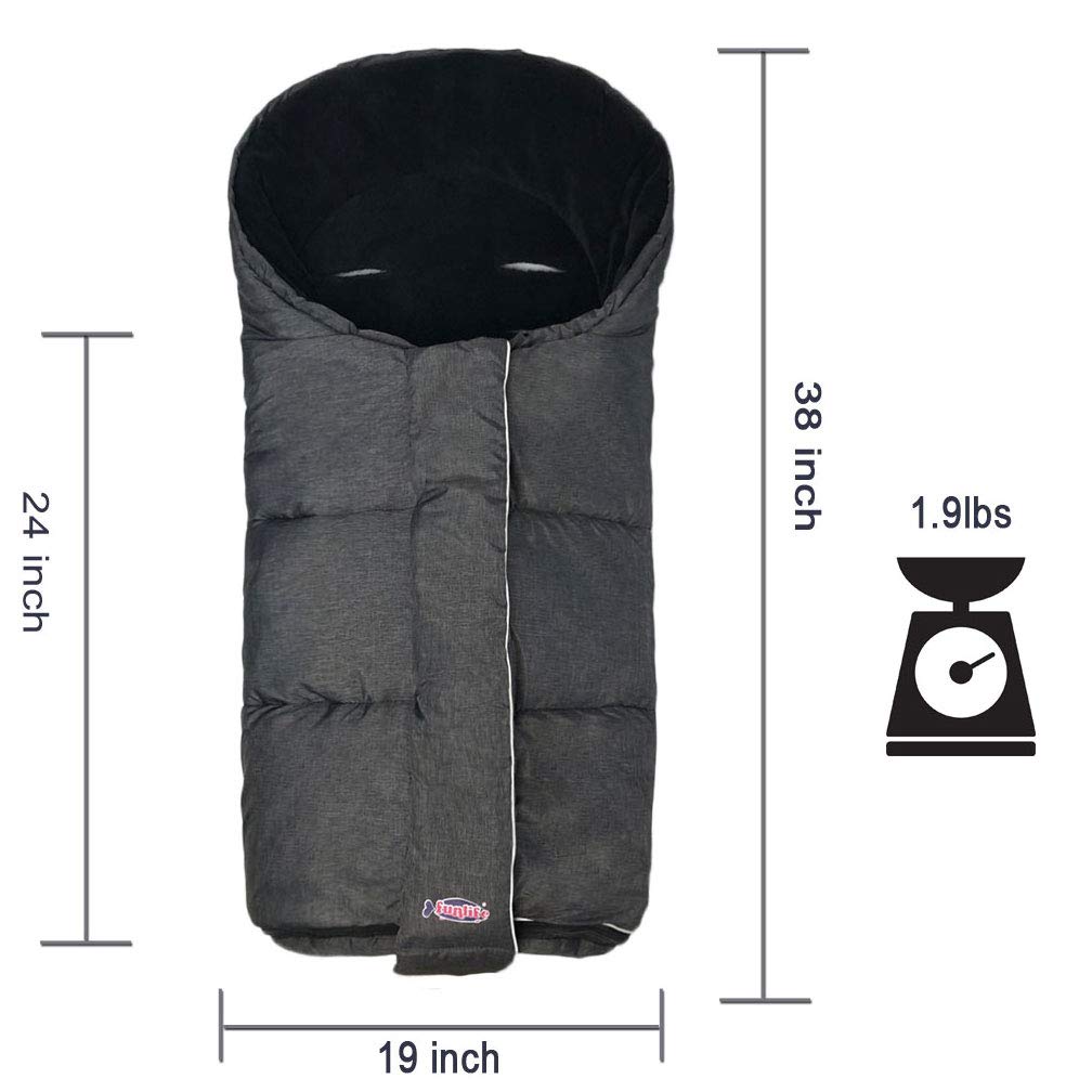 Saco impermeable para cochecito de bebé, diseño alemán, doble cremallera frontal para cochecito de bebé, color negro