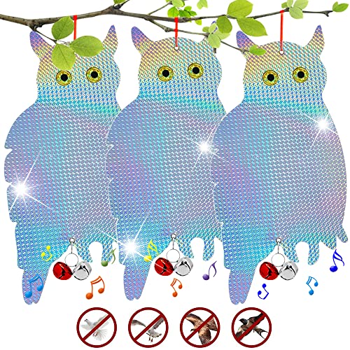 Búho Espantapajaros Balcon,Búho Espanta Palomas,Búho Espantapajaros Pequeños,Espantapajaros para Huerto,Reflectantes Repelentes de Pájaros,Control de Aves Anti Aves Búho