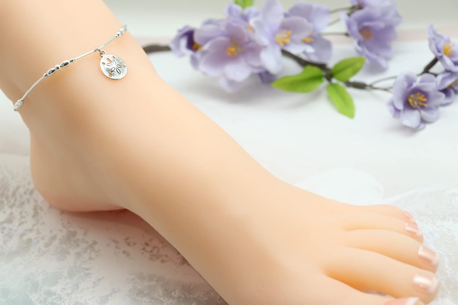 Sand Dollar Sterling Silver Anklet Beach Wedding Bridesmaid Gift Friend Nautical