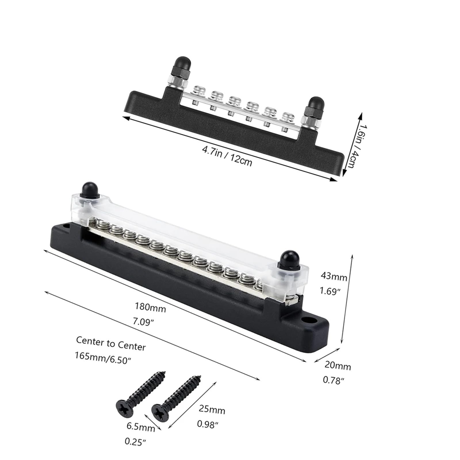 Bloc de distribution d'alimentation 12 V, barre omnibus marine, borne de batterie 150 A avec cosses à œillet (1 pièce)(6 Terminal black)