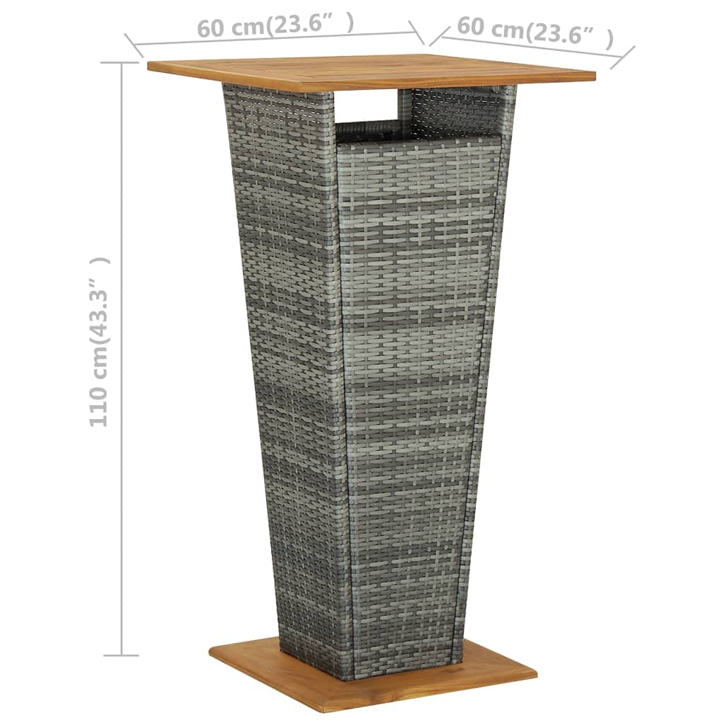 vidaXL Ensemble de Bar de Jardin 3 pcs et Coussins Résine tressée Gris